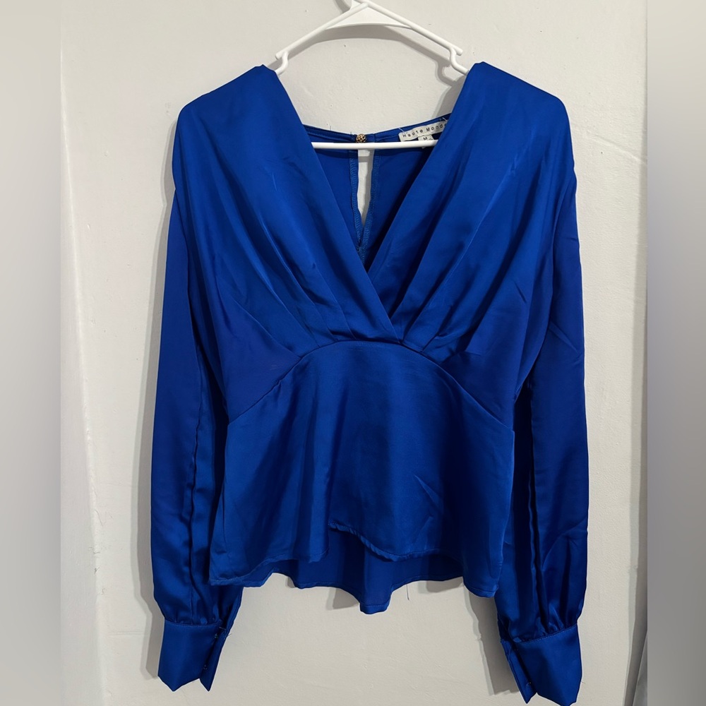 Elegant Blue Long Sleeve Blouse
